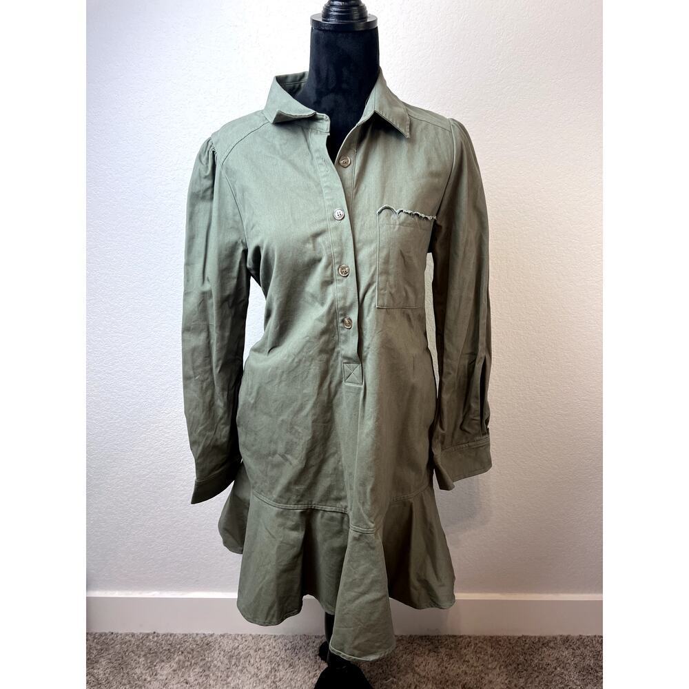 Lovely Ellen Tracy Medium Light Olive Flared Hem Dress